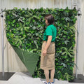 New Floral Wall Backdrop Decor High Quality Green Plants Curtain Mat Roll up Cloth Fabric Silk Flower Wall Free Shipping