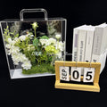 New Popular Transparent Clear Acrylic Flower Box Custom Handmade Artificial White Dahlia and Green Plant Flower Box with Handle - Free Shipping