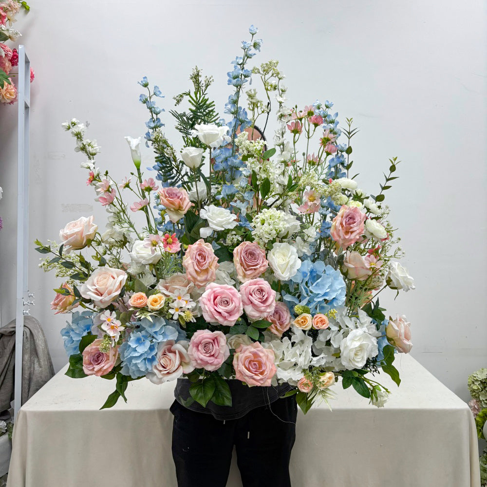 Popular Spring Wedding Flower Decor Artificial Customized Pink Rose Wedding Aisle Flowers Runner for Wedding Floor Walkway - Free Shipping