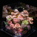 Privated Custom Blush Pink Silk Rose Flower Display Box with LED Light String Novel Wedding Present Valentine’s Day Gift - Free Shipping
