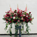 Super Large Size 120cm Artificial Flower Arrangement Burgundy and Pink Realistic Silk Rose Delphinium Green Plants Wedding Decor - Free Shipping