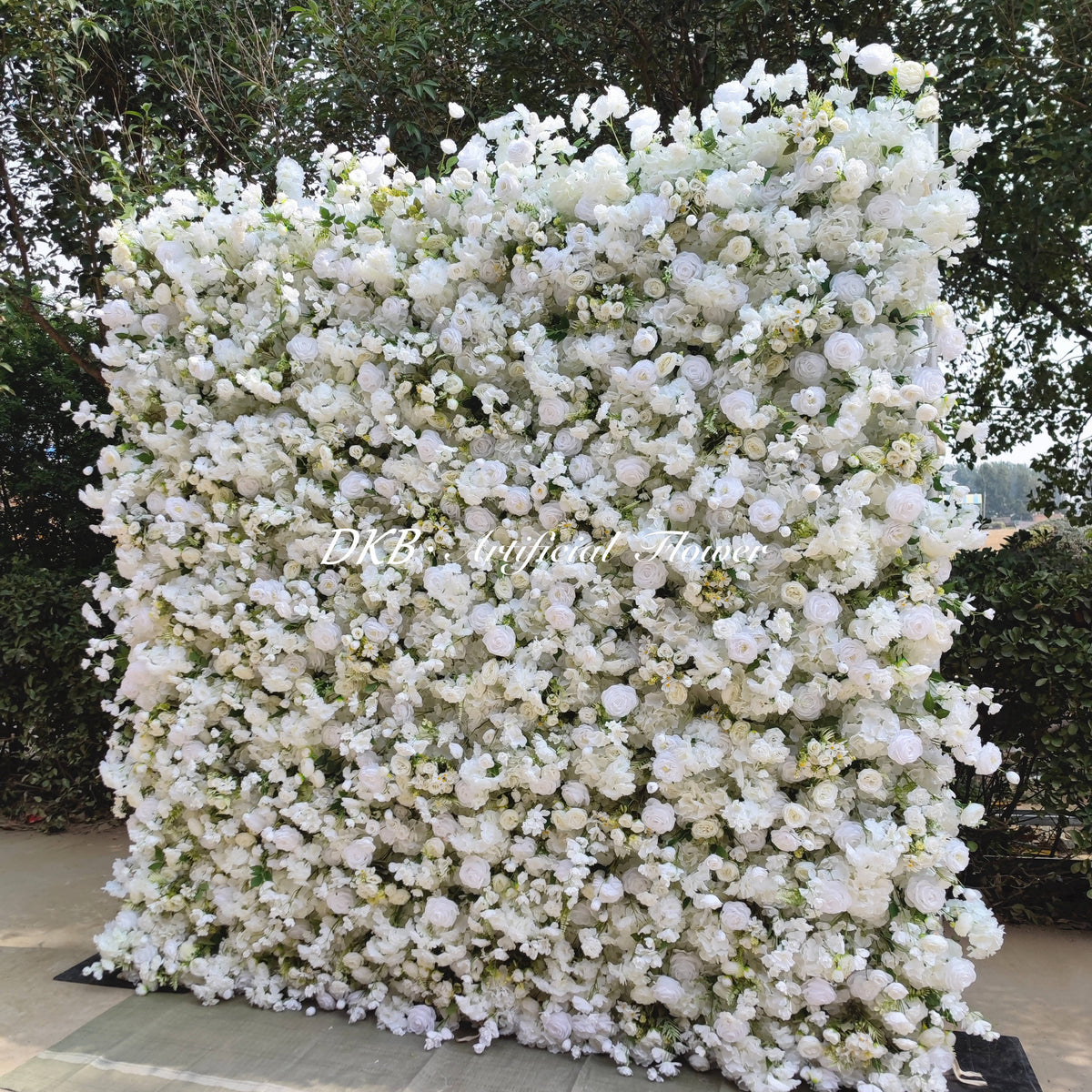 Wedding Decoration & Supplies Custom 5D White Silk Rose Flower Wall 8ft X 8ft Artificial Flower Panel Wall with Cloth Back Free Shipping