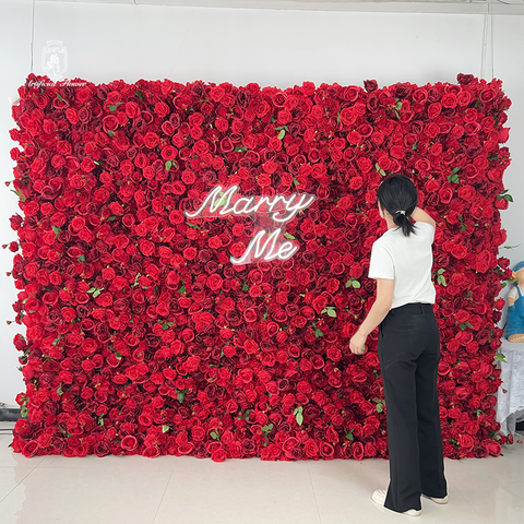 Wedding Decoration & Supplies Wholesale Premium Real Touch Red Rose Artificial Flower Wall Panel 5d 3d Flower Wall Decoration Free Shipping
