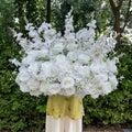 Wholesale Real Touch Nature Artificial Flower for Walkway 80cm White Rose Larkspur Flower Wedding Aisle Flowers Bouquet - Free Shipping