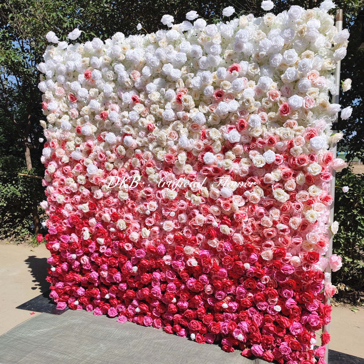 factory custom roll up flower wall 7x7 8 x 8 ft 7d-flower-wall silk flower wall bright colors Free Shipping
